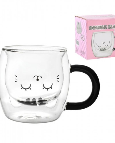 Taza Cristal Gato Gris I Total Taza Cristal Gato Gris I Total