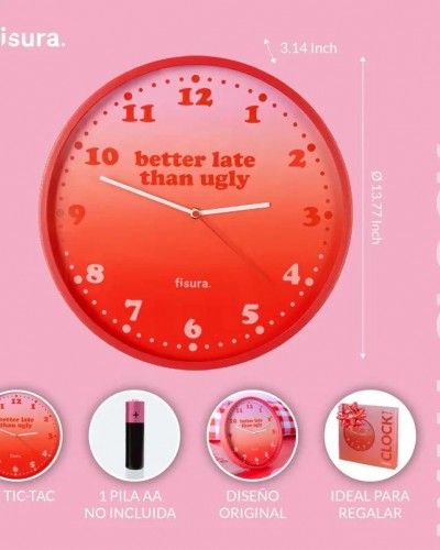 Reloj Pared Better Late Than Ugly Fisura Reloj Pared Better Late Than Ugly Fisura