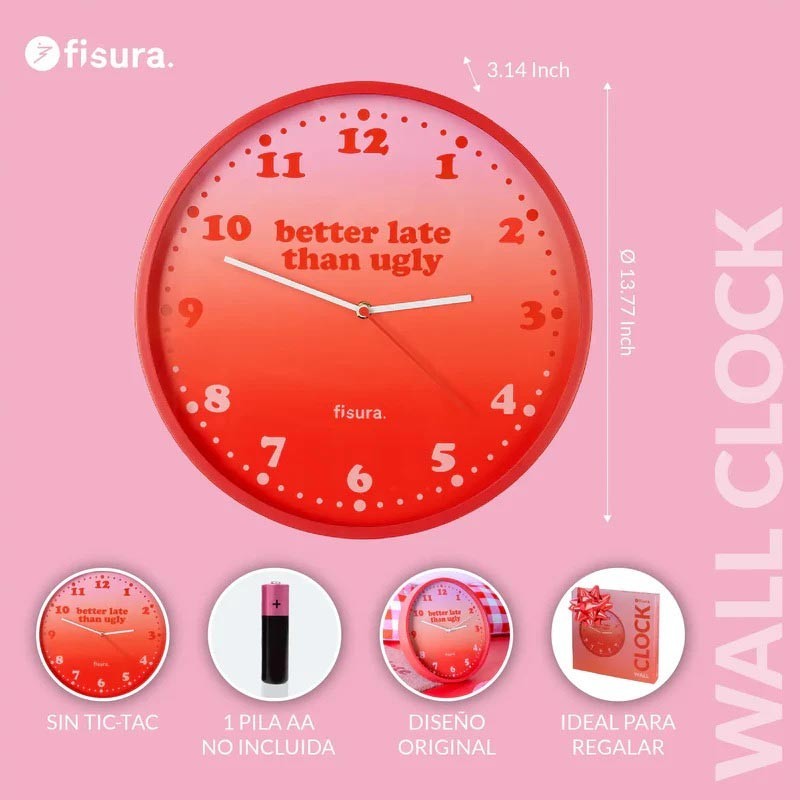 Reloj Pared Better Late Than Ugly Fisura Reloj Pared Better Late Than Ugly Fisura