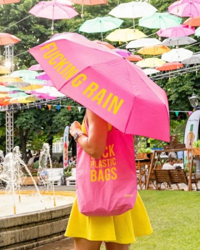 Paraguas Plegable Fucking Rain Rosa Fisura Paraguas Plegable Fucking Rain Rosa Fisura