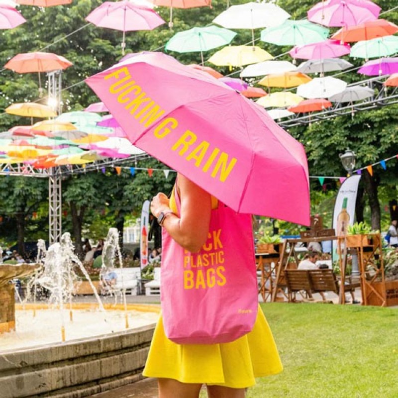 Paraguas Plegable Fucking Rain Rosa Fisura Paraguas Plegable Fucking Rain Rosa Fisura