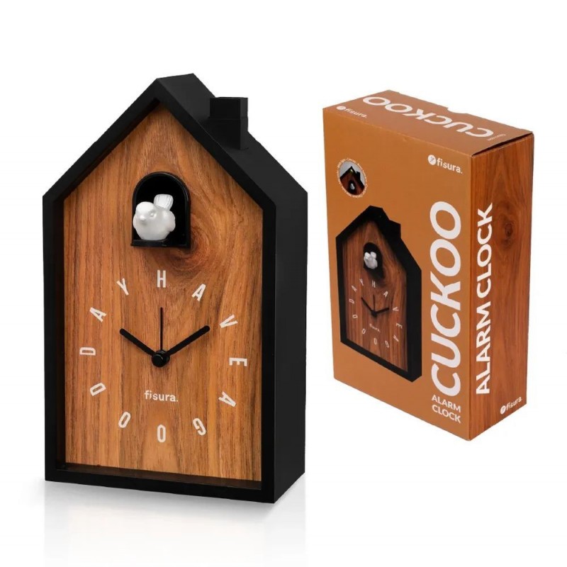 Reloj Despertador Cuco Madera Fisura