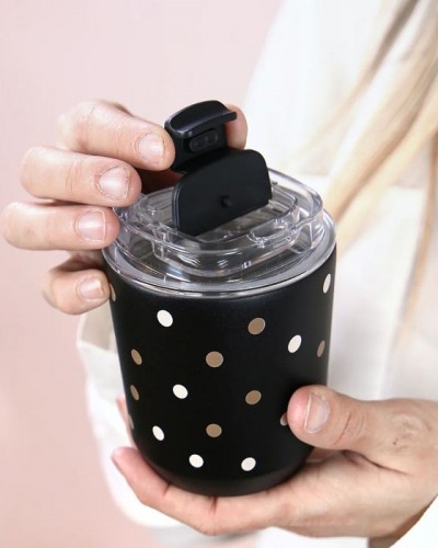 Vaso Termico Dots Negro Love Story Vaso Termico Dots Negro Love Story