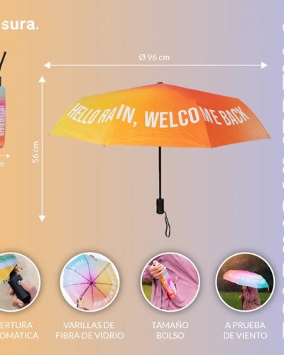 Paraguas Plegable Hello Rain Welcome Back Fisura Paraguas Plegable Hello Rain Welcome Back Fisura