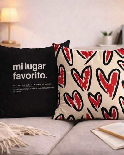 Funda Cojin Corazones Mi Lugar Favorito UO Funda Cojin Corazones Mi Lugar Favorito UO
