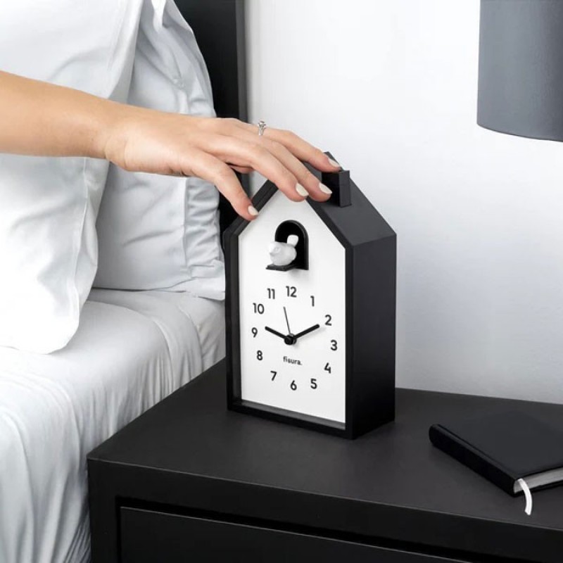 Reloj Despertador Cuco Blanco y Negro Fisura Reloj Despertador Cuco Blanco y Negro Fisura