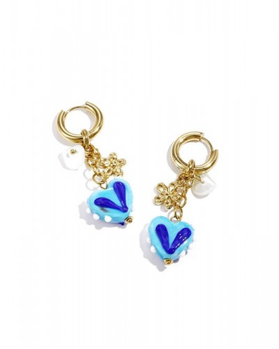 Pendientes Aro  Acero Corazon Azul Club Spice