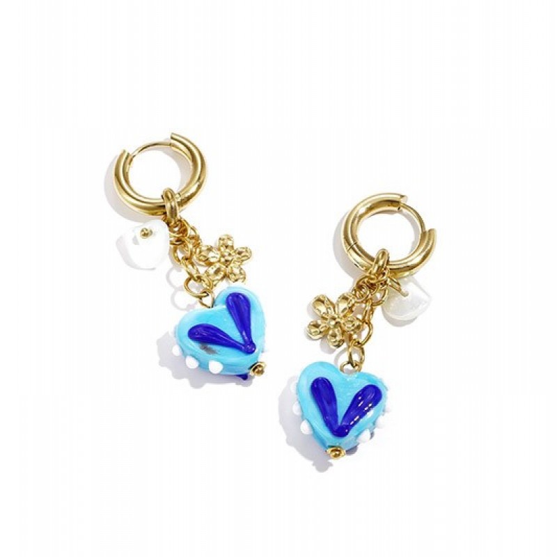 Pendientes Aro  Acero Corazon Azul Club Spice
