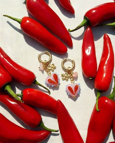 Pendientes Aro  Acero Corazon Rosa Club Spice