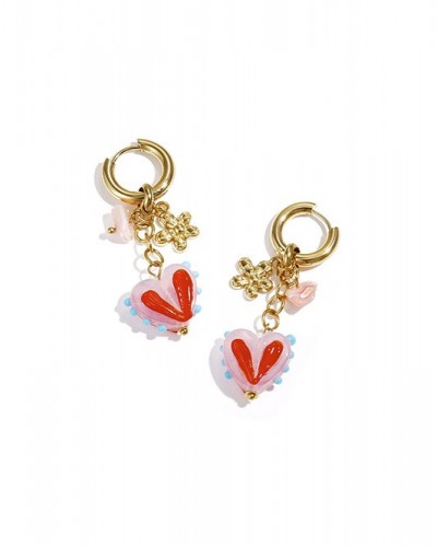 Pendientes Aro  Acero Corazon Rosa Club Spice