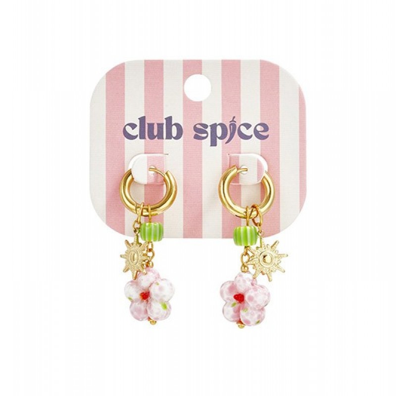Pendientes Aro  Acero Flor Rosa Club Spice