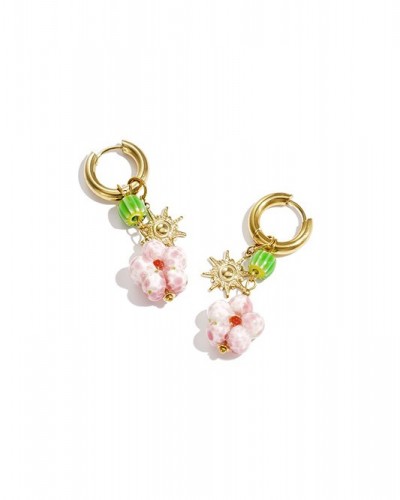 Pendientes Aro  Acero Flor Rosa Club Spice