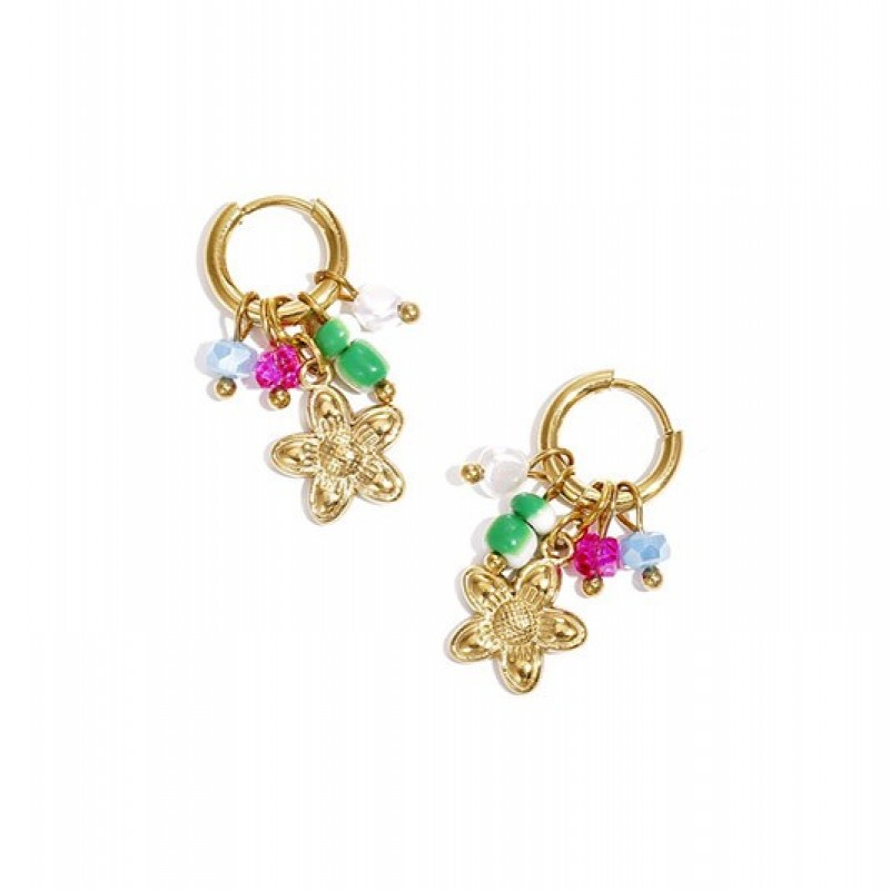 Pendientes Aro  Acero Flor Dorada Club Spice