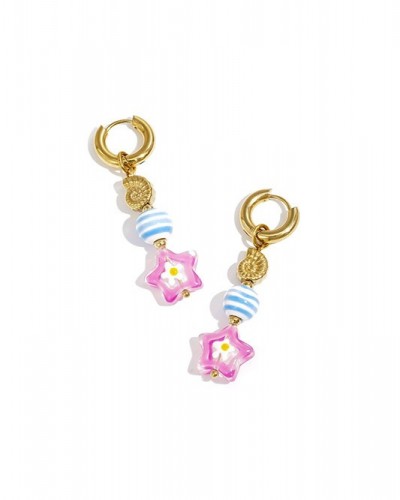 Pendientes Aro  Acero Estrella Rosa Club Spice