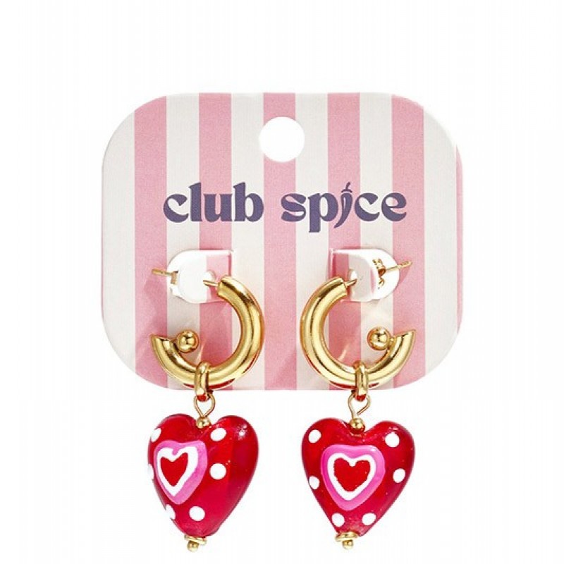 Pendientes Aro  Acero Corazon Rojo Club Spice
