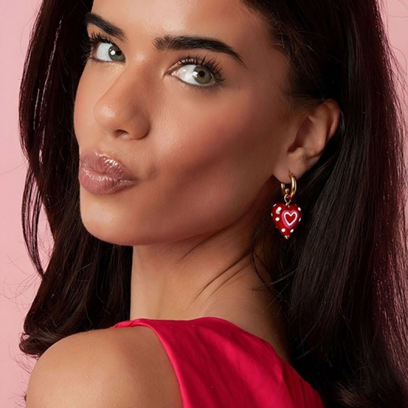 Pendientes Aro  Acero Corazon Rojo Club Spice