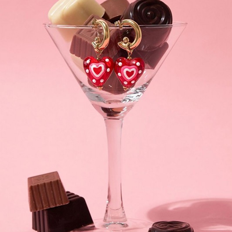 Pendientes Aro  Acero Corazon Rojo Club Spice