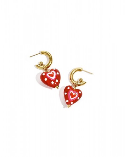 Pendientes Aro  Acero Corazon Rojo Club Spice