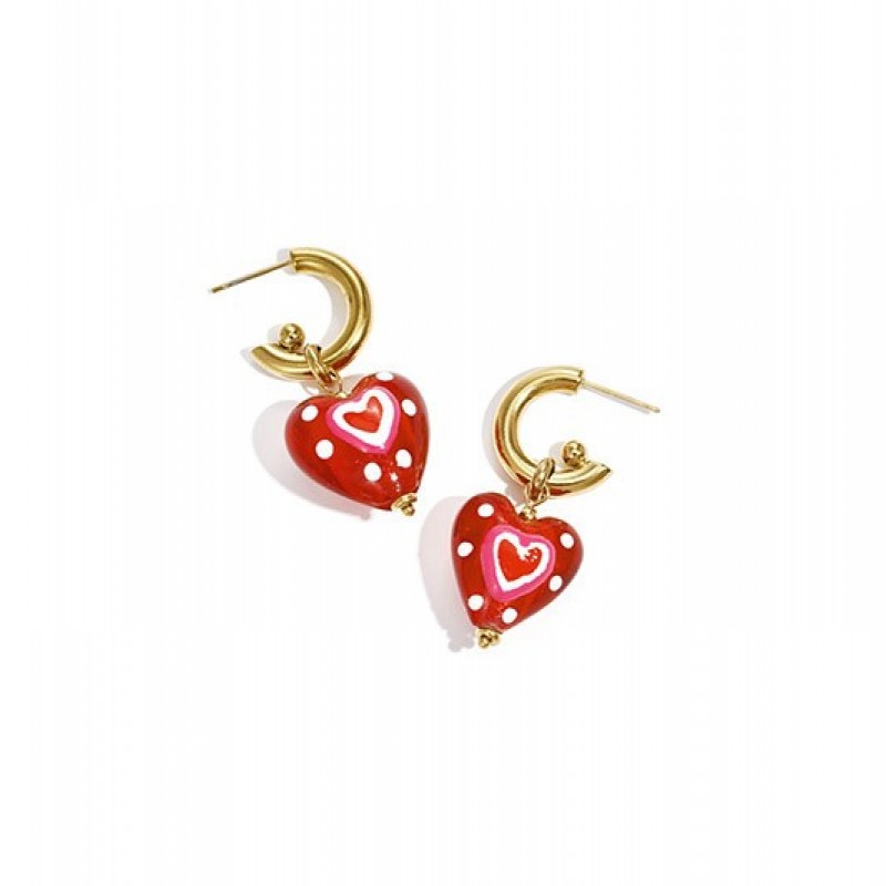 Pendientes Aro  Acero Corazon Rojo Club Spice
