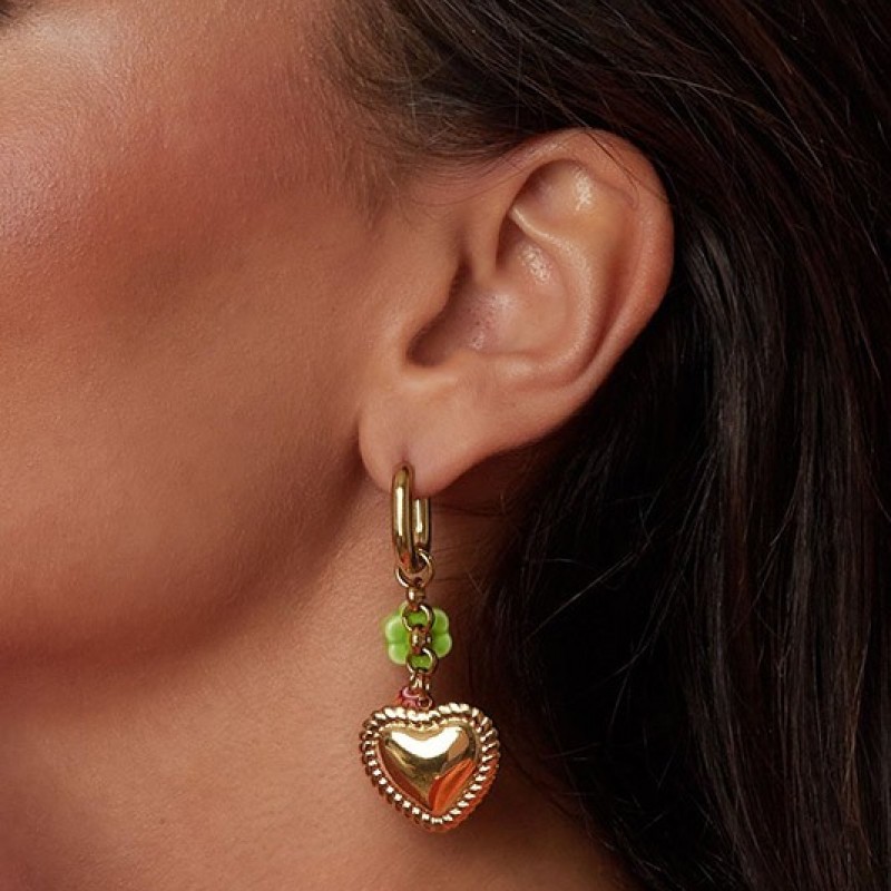 Pendientes Aro  Acero Corazaon Dorado Club Spice