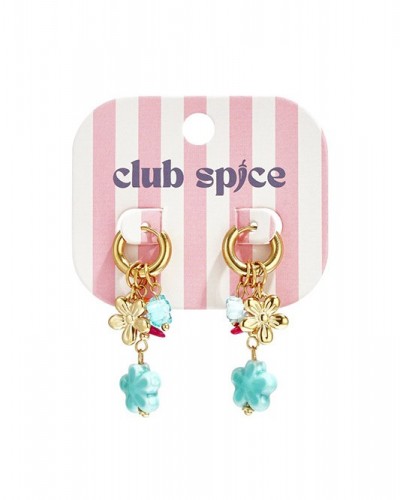 Pendientes Aro  Acero Florecilla Aguamarina Club Spice