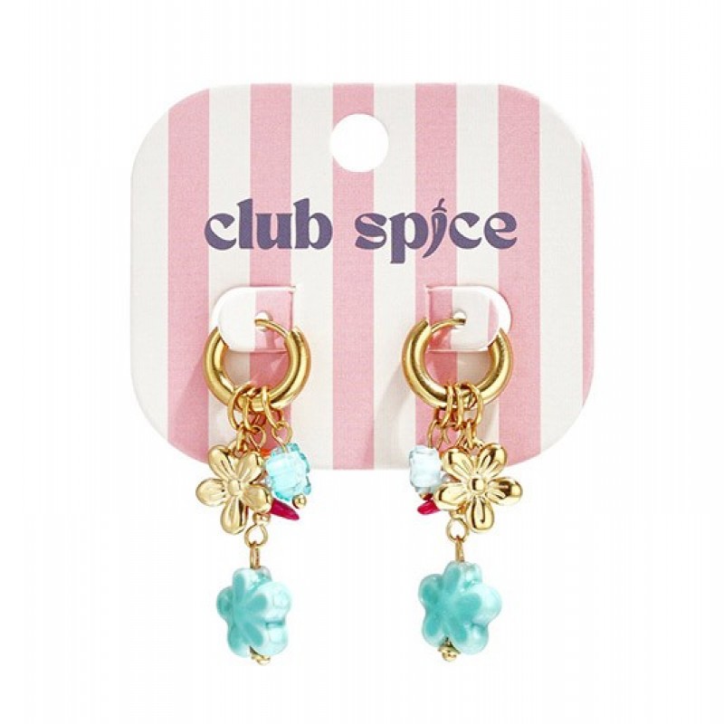 Pendientes Aro  Acero Florecilla Aguamarina Club Spice