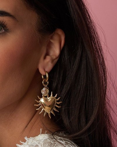 Pendientes Aro  Acero Corazon Llamas Club Spice