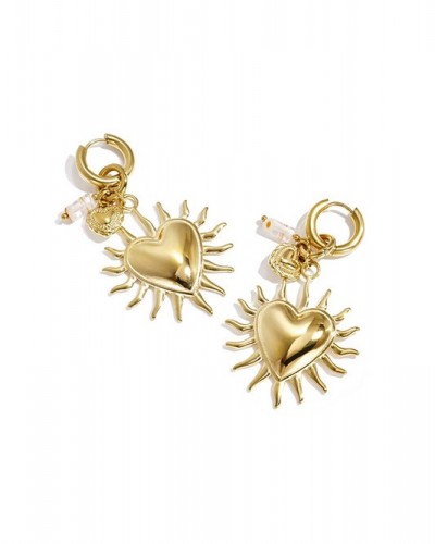 Pendientes Aro  Acero Corazon Llamas Club Spice