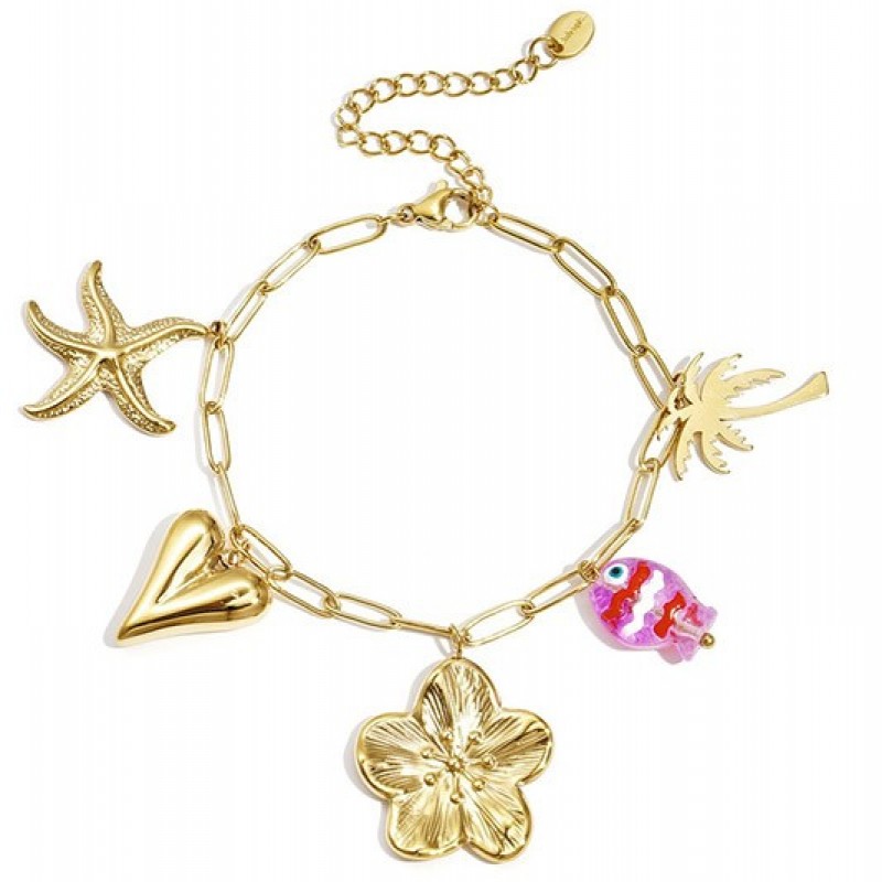 Pulsera Acero Flor Dorada Club Spice