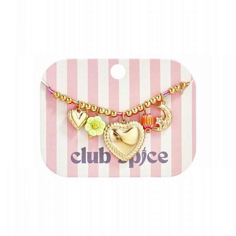 Pulsera Dijes Cuerda Corazon Dorado Club Spice
