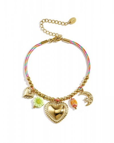 Pulsera Dijes Cuerda Corazon Dorado Club Spice