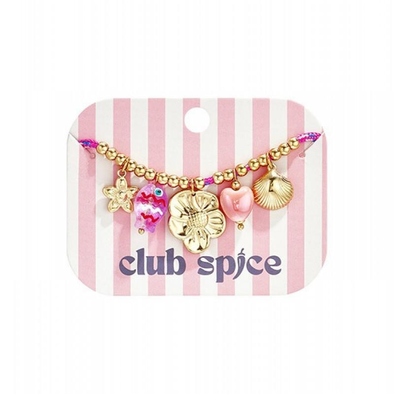 Pulsera Dijes Cuerda Flor Dorada Club Spice