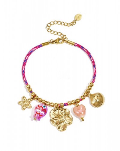 Pulsera Dijes Cuerda Flor Dorada Club Spice