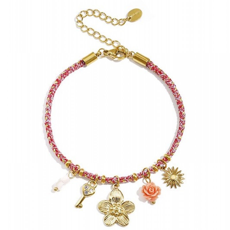 Pulsera Dijes Acero Flor Dorada Club Spice