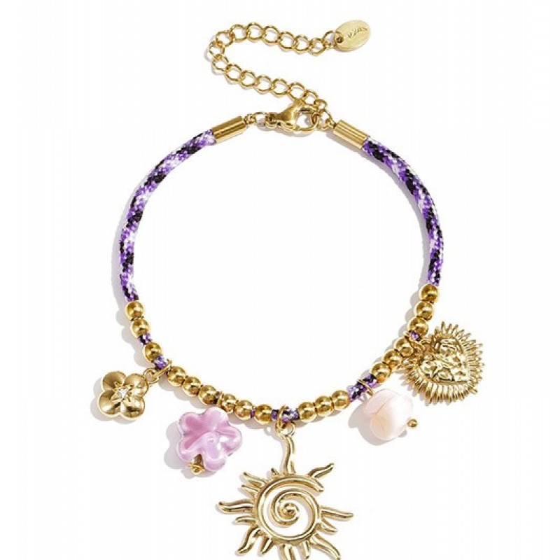 Pulsera Dijes Acero Sol Dorado Club Spice