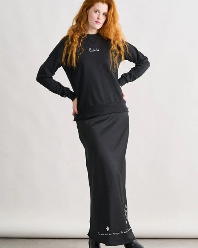 Falda Satinada Negra Anabel Lee