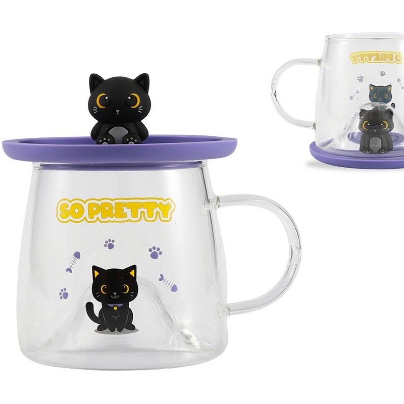 Taza Tapa Silicona Black Cat I Total
