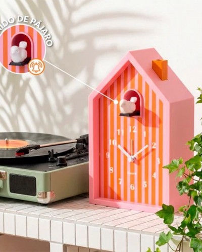 Reloj Despertador Casita Naranja/Rosa Fisura