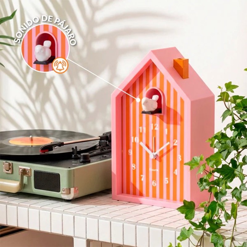 Reloj Despertador Casita Naranja/Rosa Fisura
