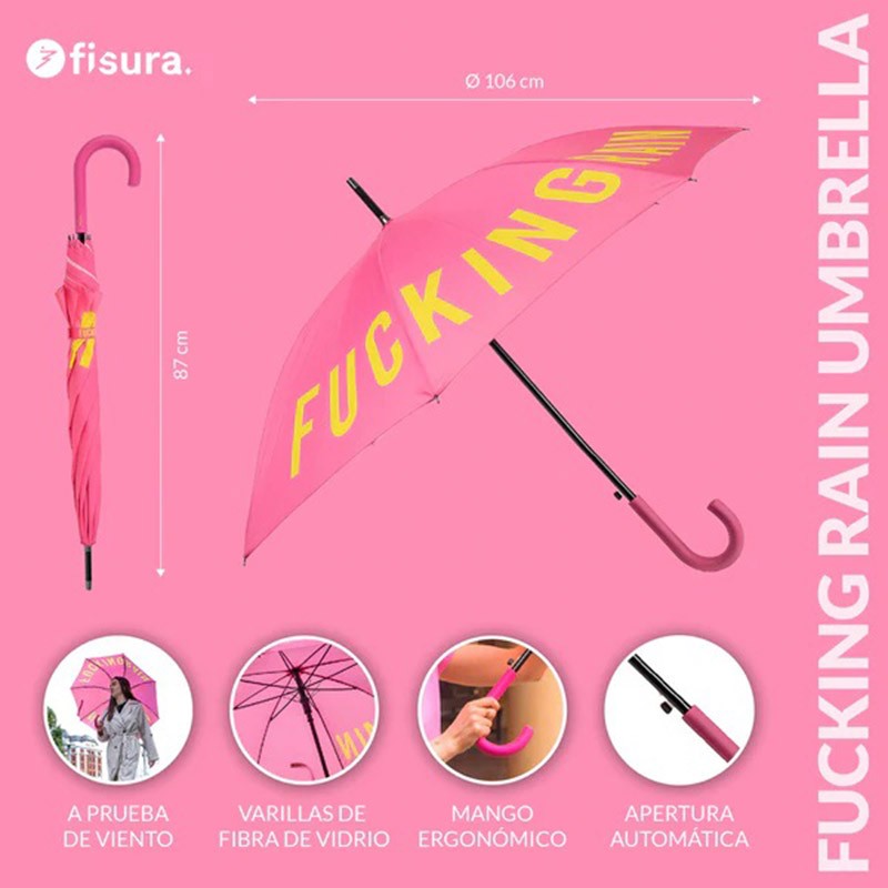 Paraguas Rosa Fucking Rain Fisura
